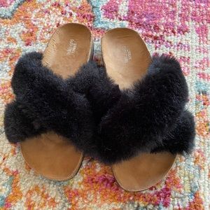 Urban Outfitters Fuzzy Slides